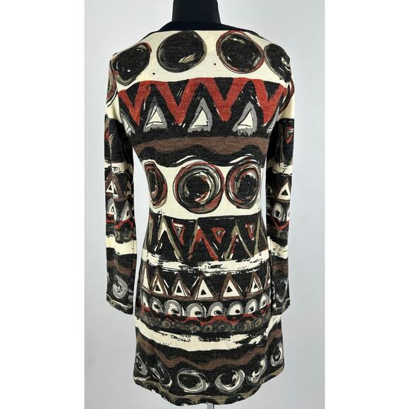 NWT Aryeh Size Medium Sweater Dress Abstract Orange Rust Midi Retro Boho Artsy - Picture 7 of 12